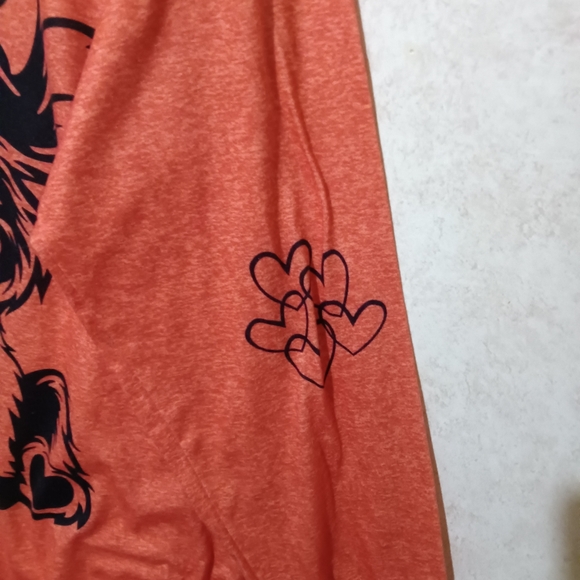 Orange Long Sleeve Shirt with Cow Print  And Hearts Size Medium - Picture 3 of 5